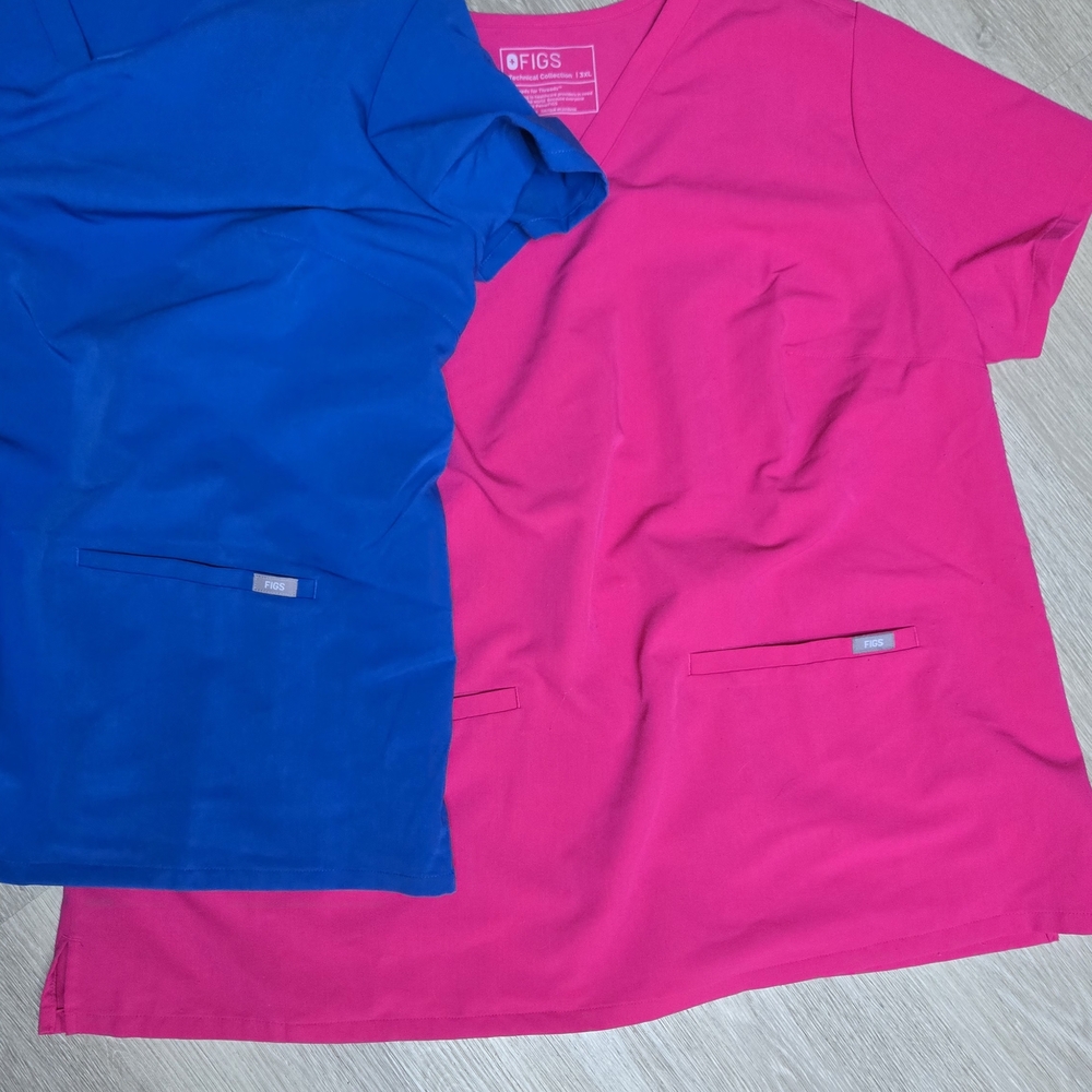 Figs  Blue and Pink Uniform Tops